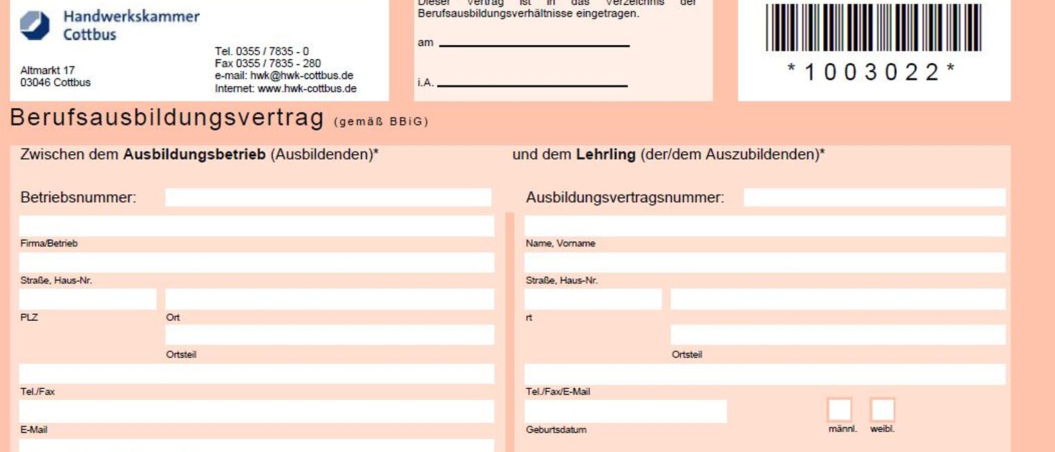 Lehrvertrag online