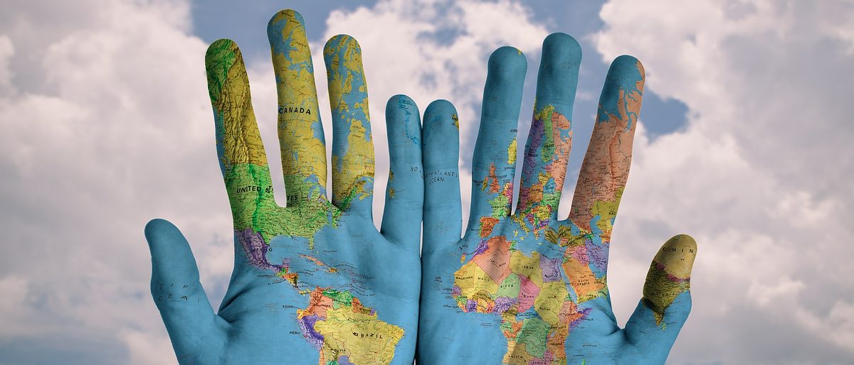Außenwirtschaft, Auslandsgeschäfte, Global, Hände, Karte, Map
