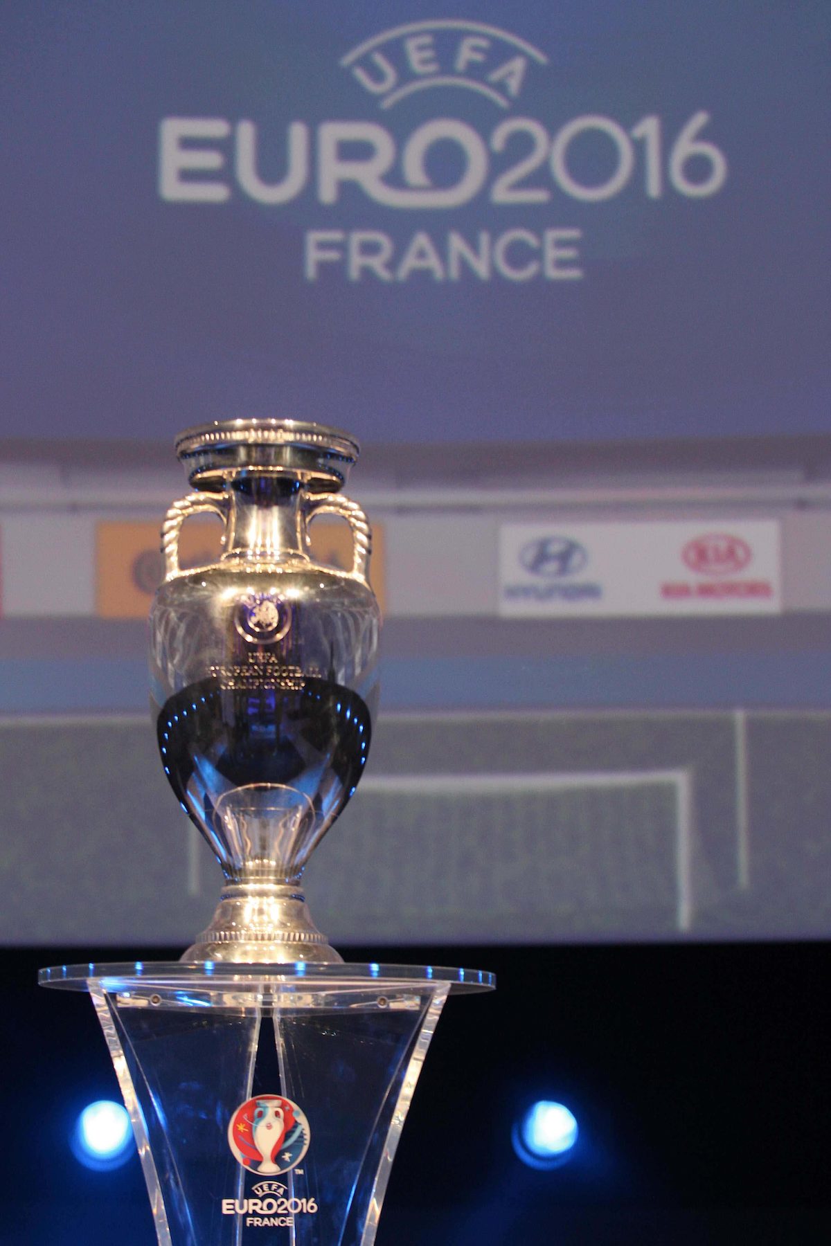 PARIS, FRANCE - JUNE 26: European Trophy during EURO 2016 Logo & Slogan Launch on June 26, 2013 in Paris, France. (Photo by Xavier Laine/Getty Images)