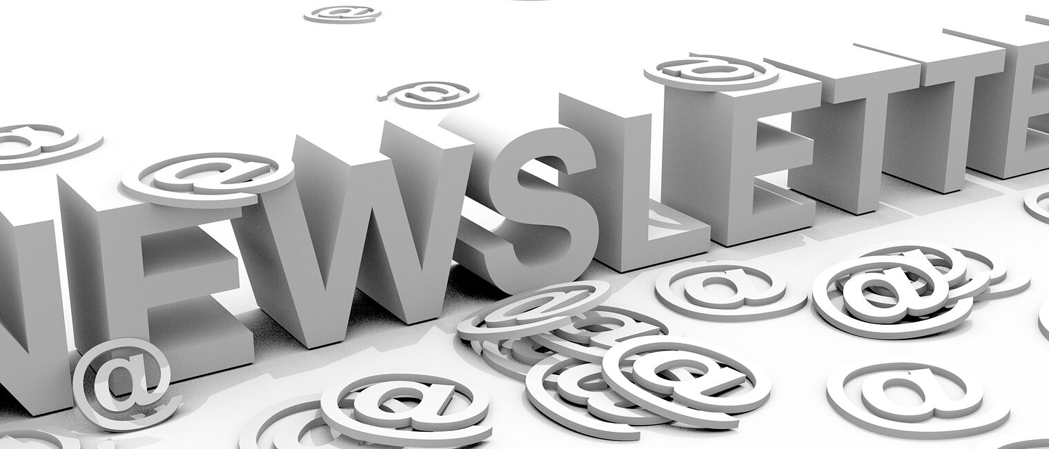 The word newsletter surrounded by alias @ signs Schlagwort(e): newsletter, news, letter, new, message, @, mail, e-mail, email, communication, information, offer, sale, journalism, commercial, business, advertisement, commercial