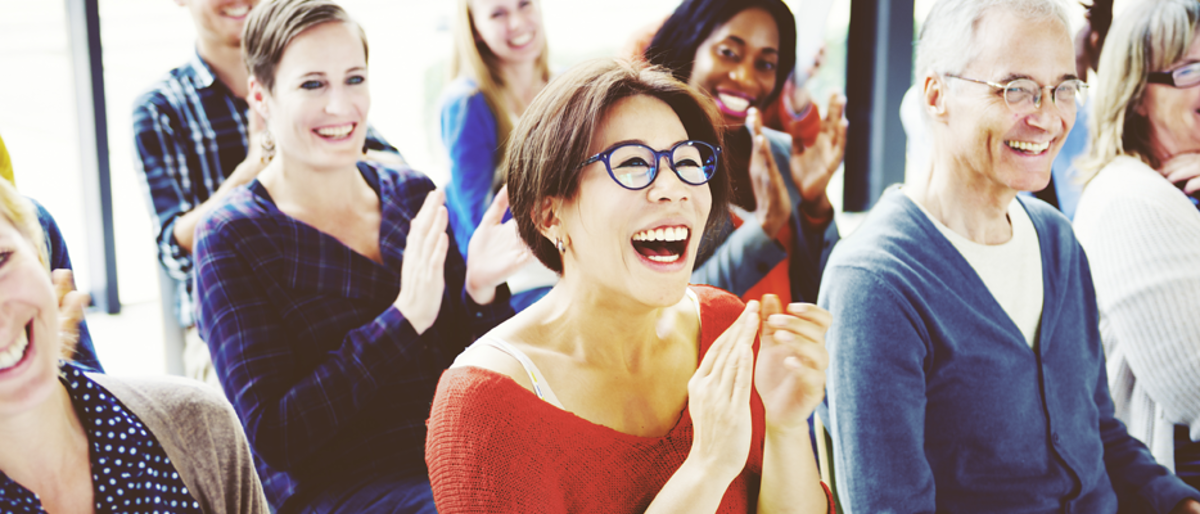 Applaus, Gruppe, Publikum, Lachen