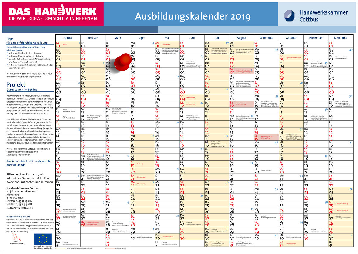 Ausbildungskalender Serie 4. März