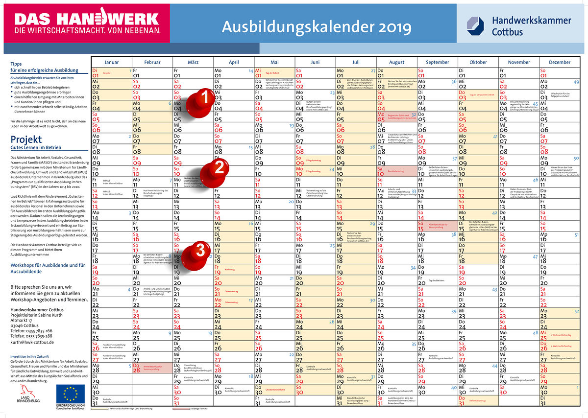 Ausbildungskalender März 2019
