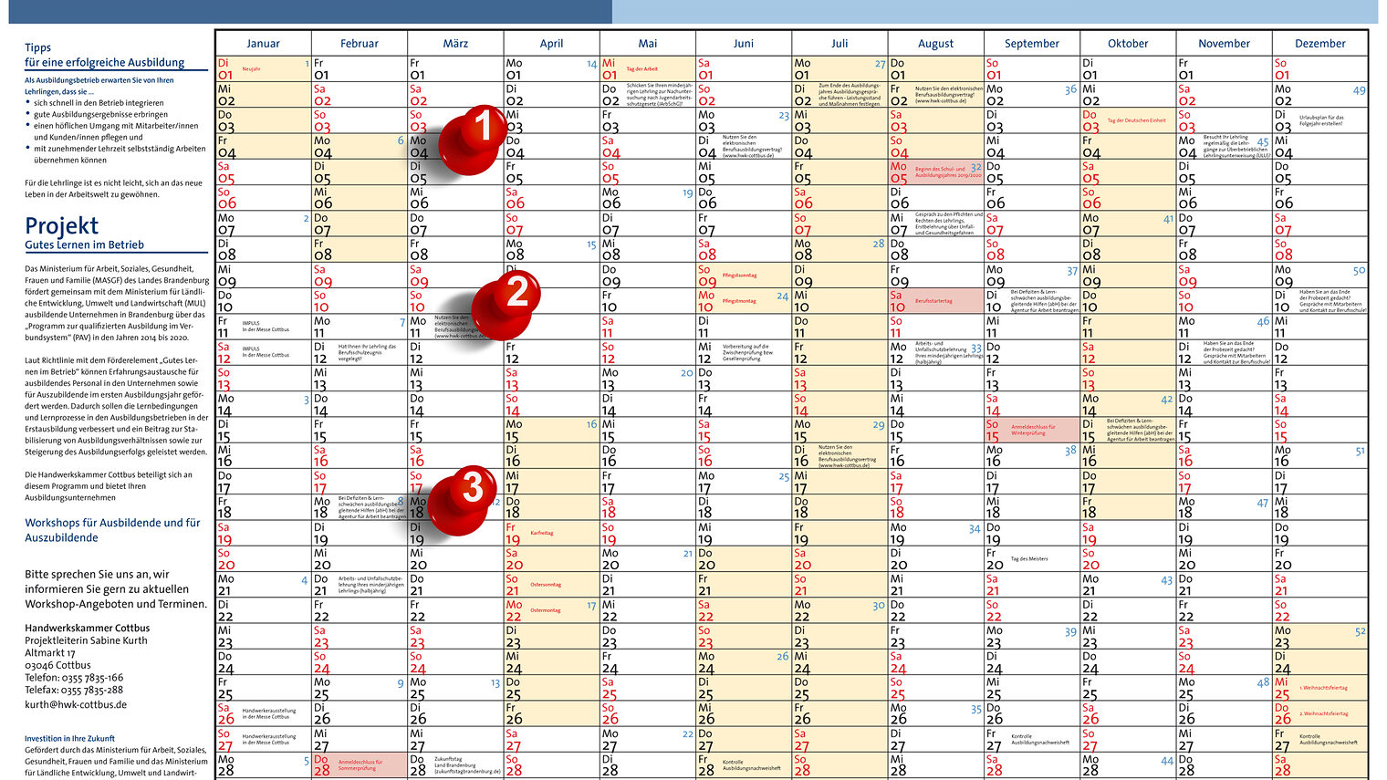 Ausbildungskalender März 2019