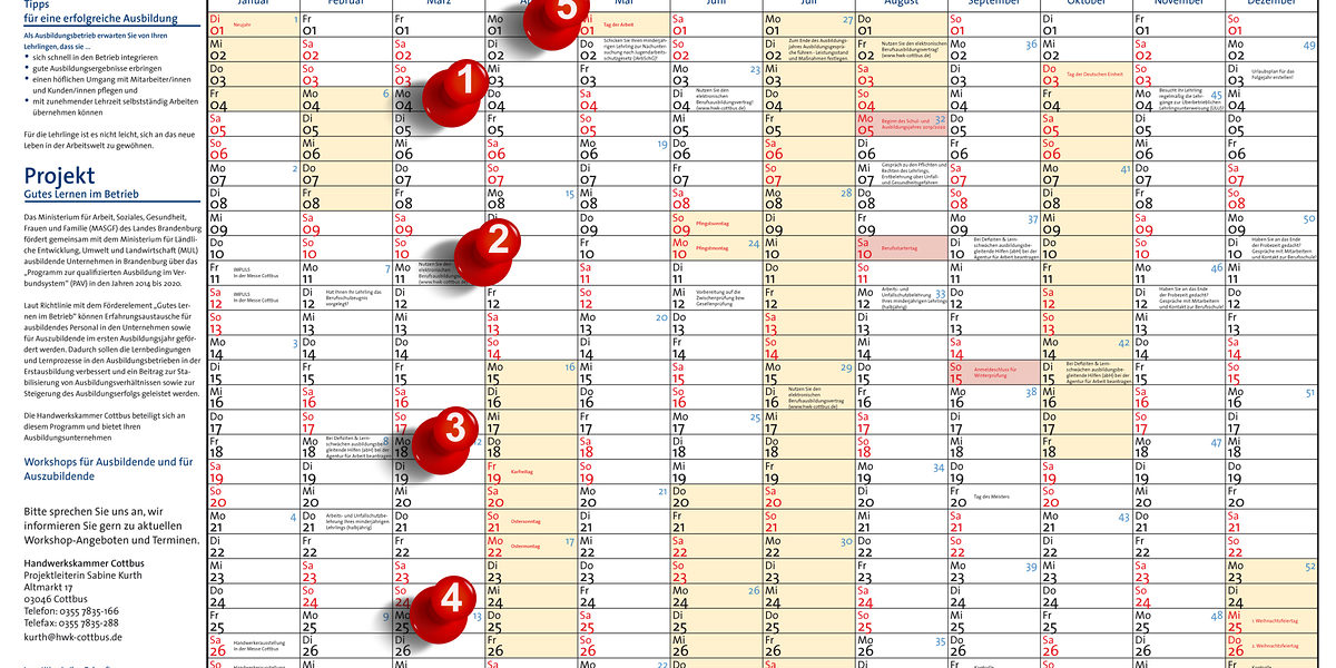 Ausbildungskalender 1. April 2019