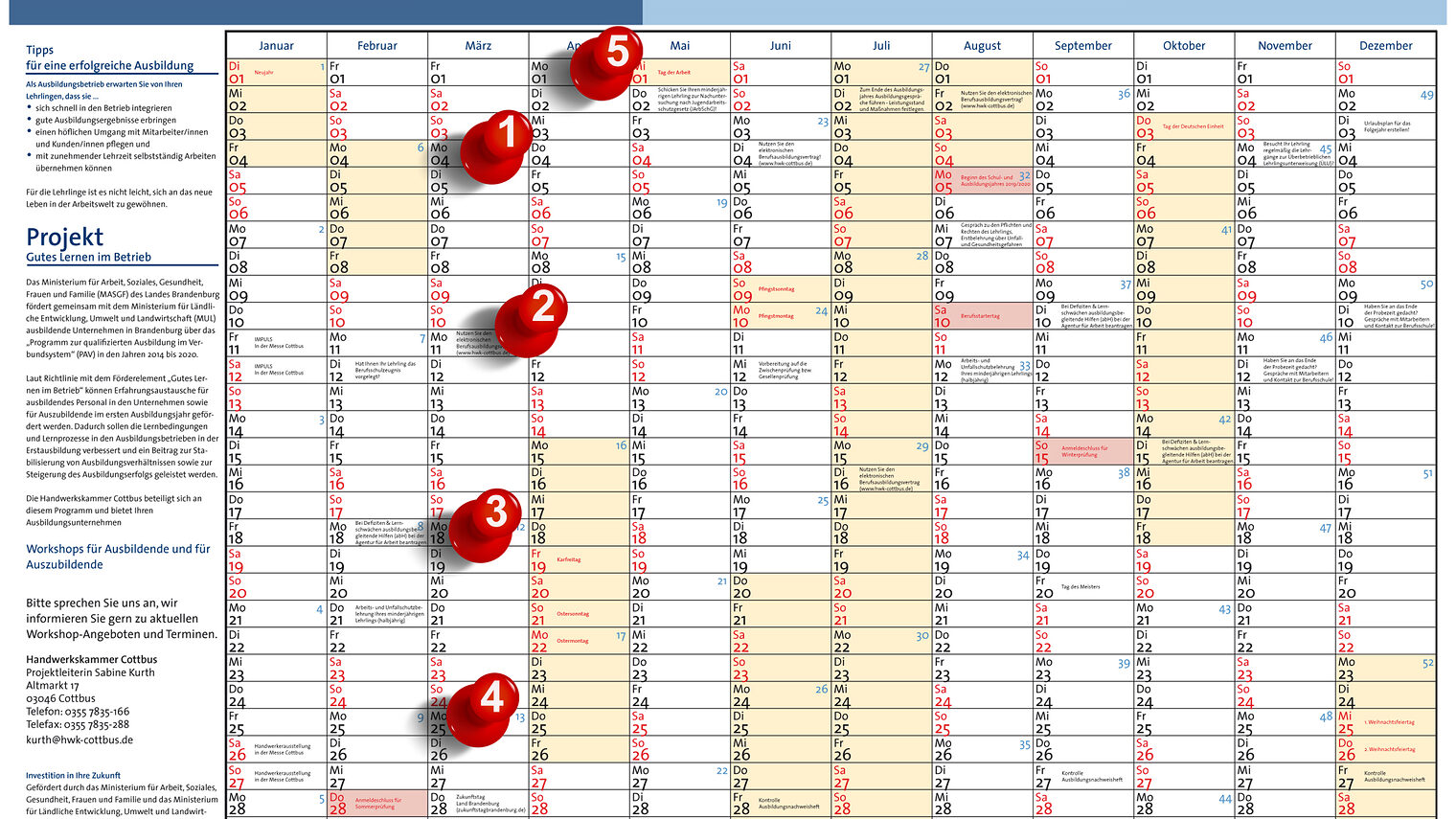 Ausbildungskalender 1. April 2019