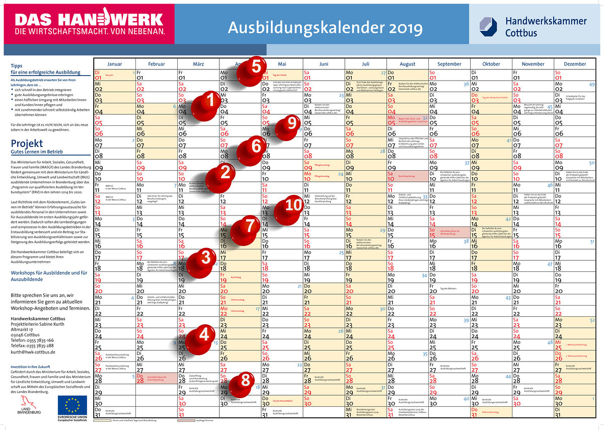 Ausbildungskalender Mai 2019
