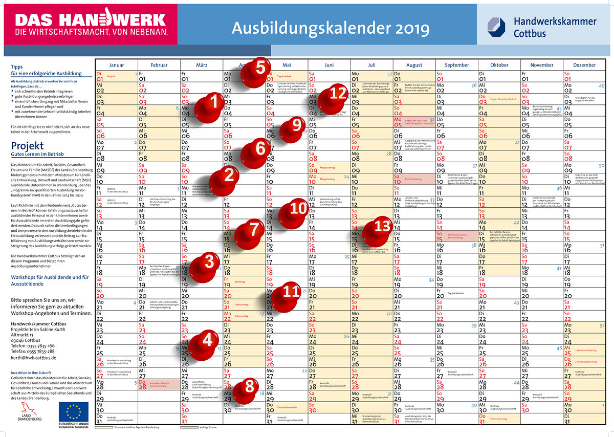 Ausbildungskalender 15. Juli 2019