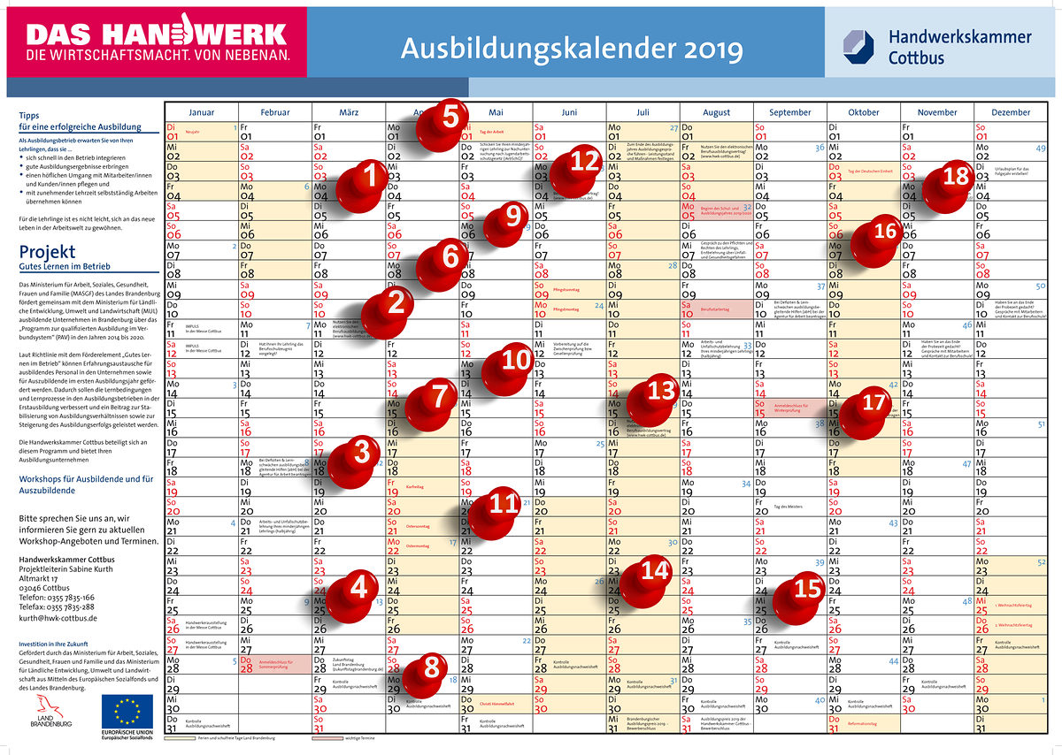 Teil 18 Ausbildungskalender 2019