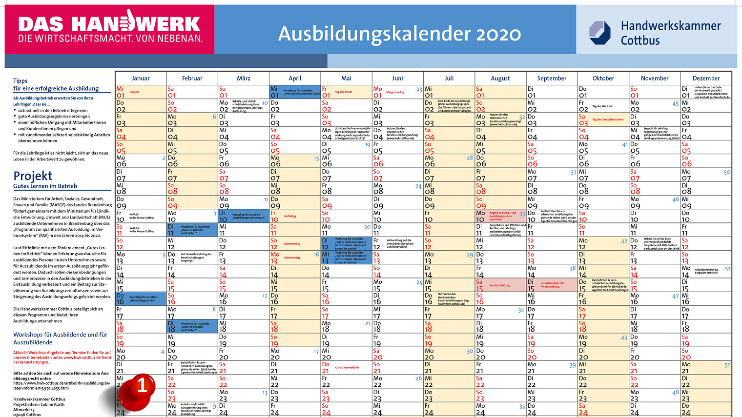 Ausbildungskalender 2020 Teil 1