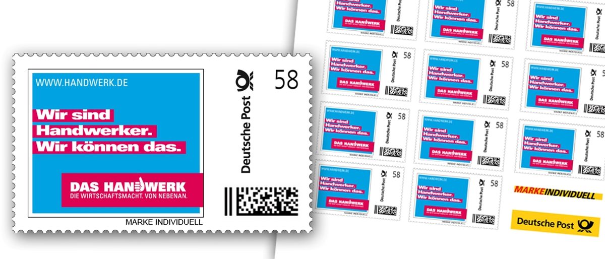 Briefmarke und Bogen quer