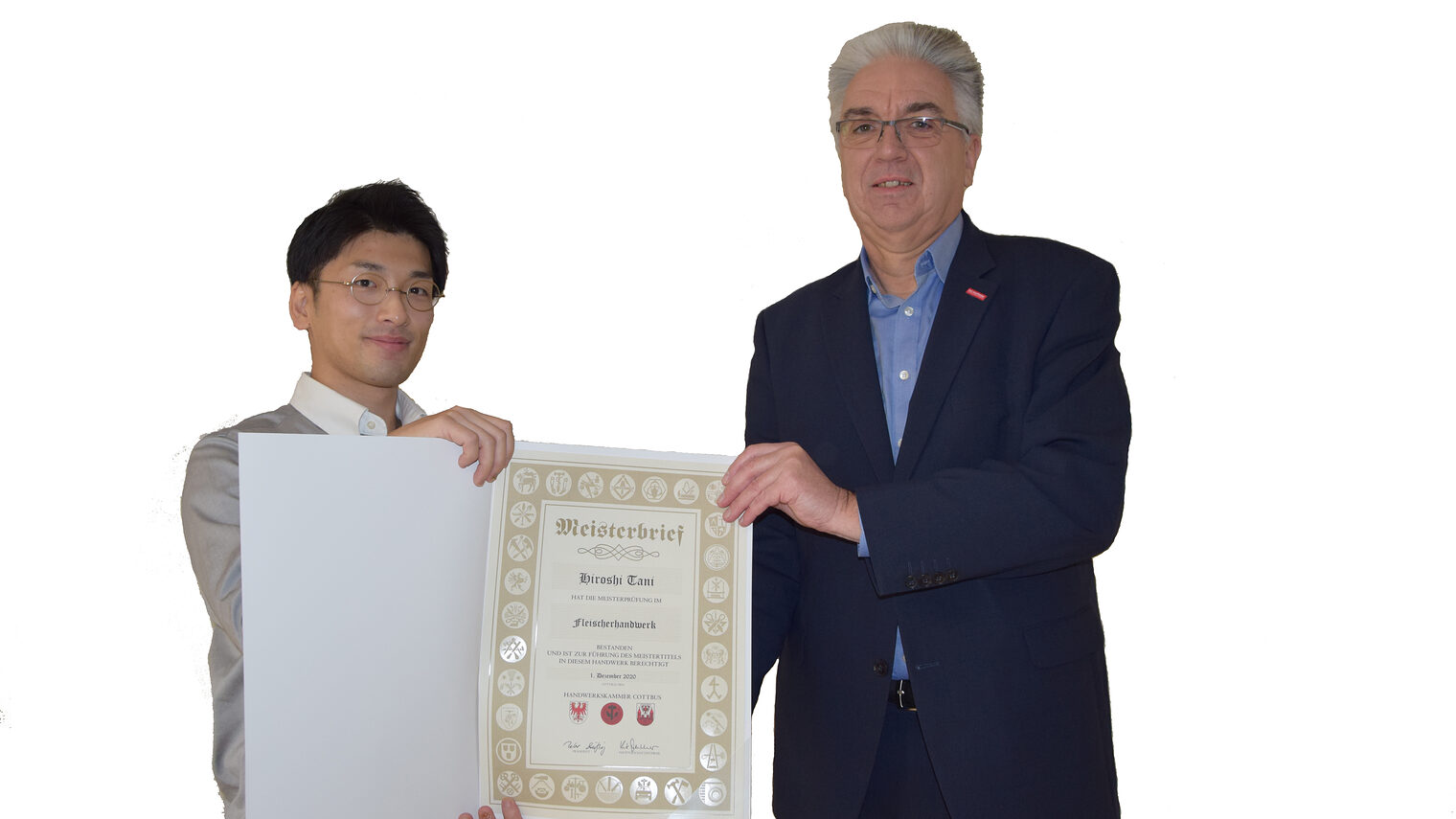 Fleischermeister Hiroshi Tani und Knut Deutscher