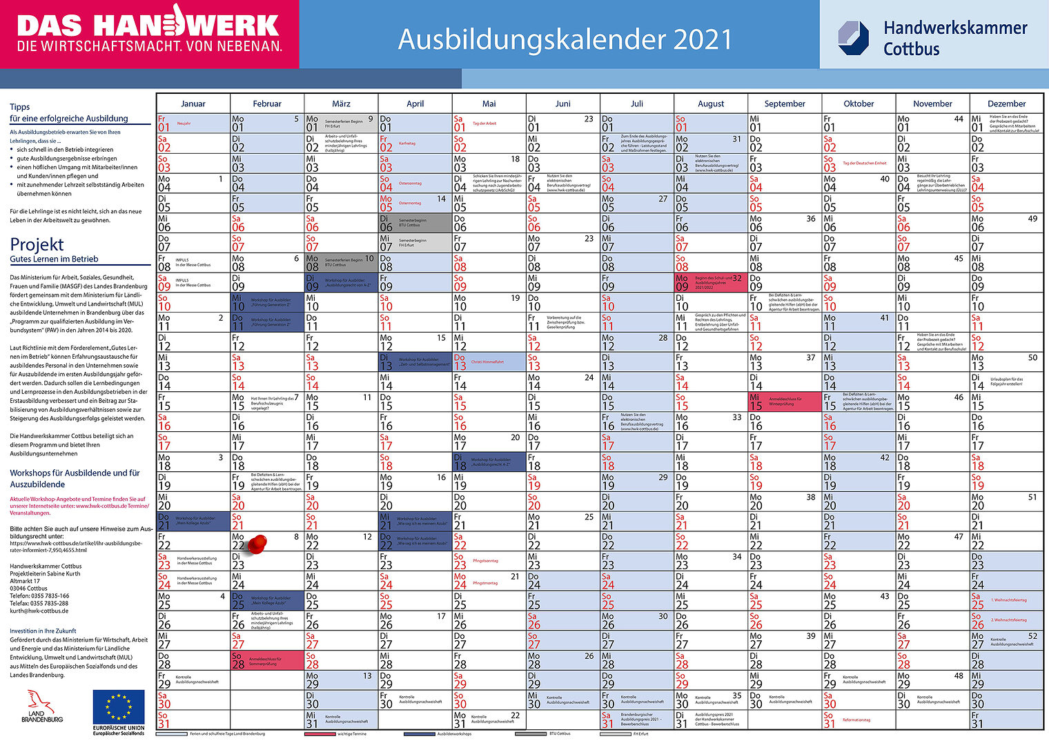 Ausbildungskalender 2021 Teil 1