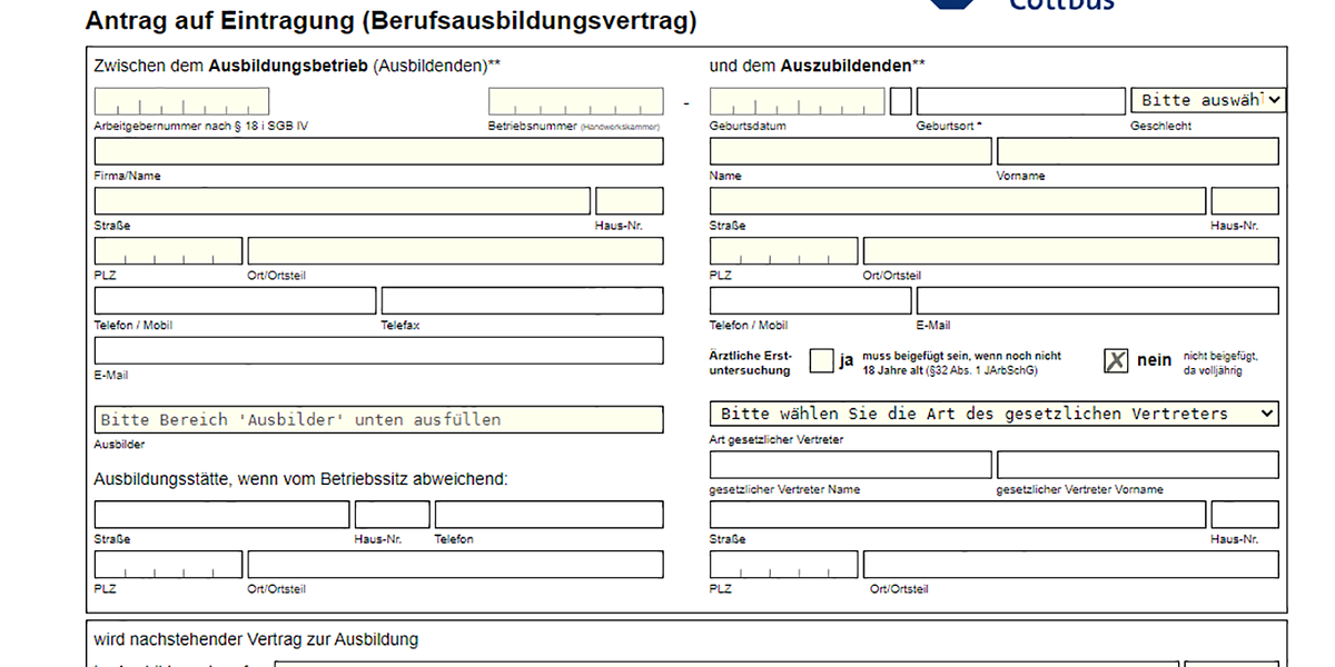 Lehrvertrag Online